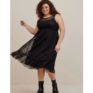 Women's Torrid Black Disney Minnie Mouse Mesh Midi Dress 2X